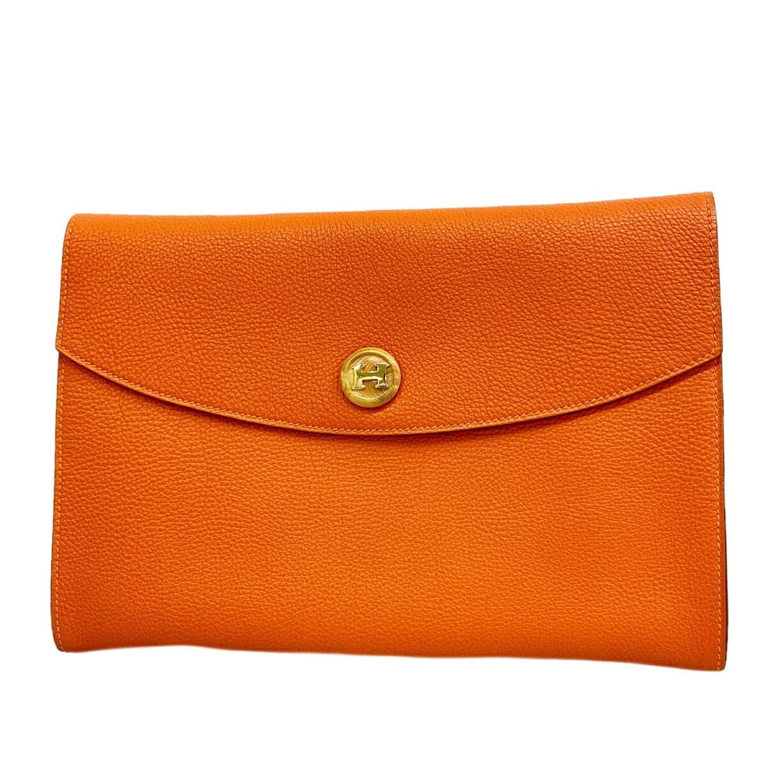 Hermes Pochette Rio Clutch Bag, Togo Leather, Orange, ?H Stamp, Men's/Women's: --- Catalog ---Category: SizeSize (HxWxD): 16cm x 24cm x 1.5cm / 6.29'' x 9.44'' x 0.59''Category: DesignType: Clutch bagColor: OrangeGender: Men,WomenMaterial: Togo leather Hardware Color: GoldCatego