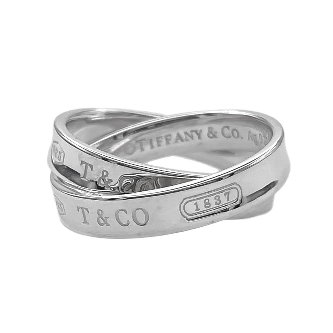 TIFFANY&Co. 1837 Interlocking Double Ring, SV925 (Silver), 7820, Women's: --- Catalog ---Category: SizeJP Size: 6.5US Size: 3.5Category: DesignType: Band ringColor: SilverGender: WomenMaterial: Silver 925Category: GeneralBrand: Tiffany--- Item List ---Section: ConditionRank