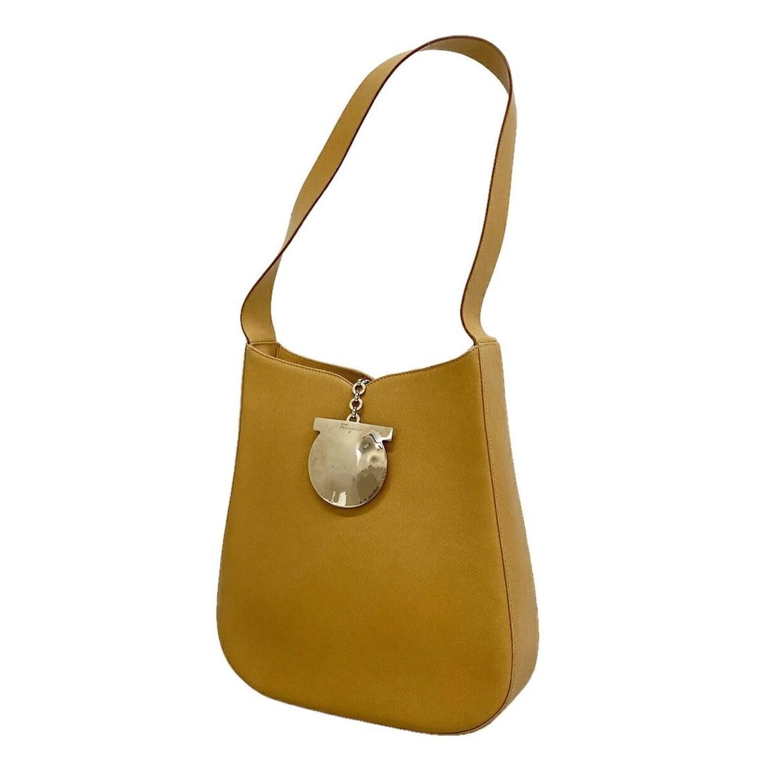 Salvatore Ferragamo Gancini Leather Shoulder Bag, Beige, Women's: --- Catalog ---Category: SizeSize (HxWxD): 27.5cm x 28cm x 6.5cm / 10.82'' x 11.02'' x 2.55''Category: DesignType: Shoulder bagColor: BeigeGender: WomenMaterial: Leather Hardware Color: SilverCategory