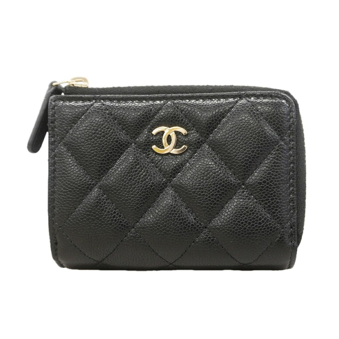 Chanel Matelassé Tri-fold Wallet, Caviar Leather, Black/Champagne, Women's: --- Catalog ---Category: SizeSize (HxWxD): 8.5cm x 11cm x 3.5cm / 3.34'' x 4.33'' x 1.37''Category: DesignType: Wallet (tri-fold)Color: BlackGender: WomenMaterial: Grained Calfskin Category: GeneralBr