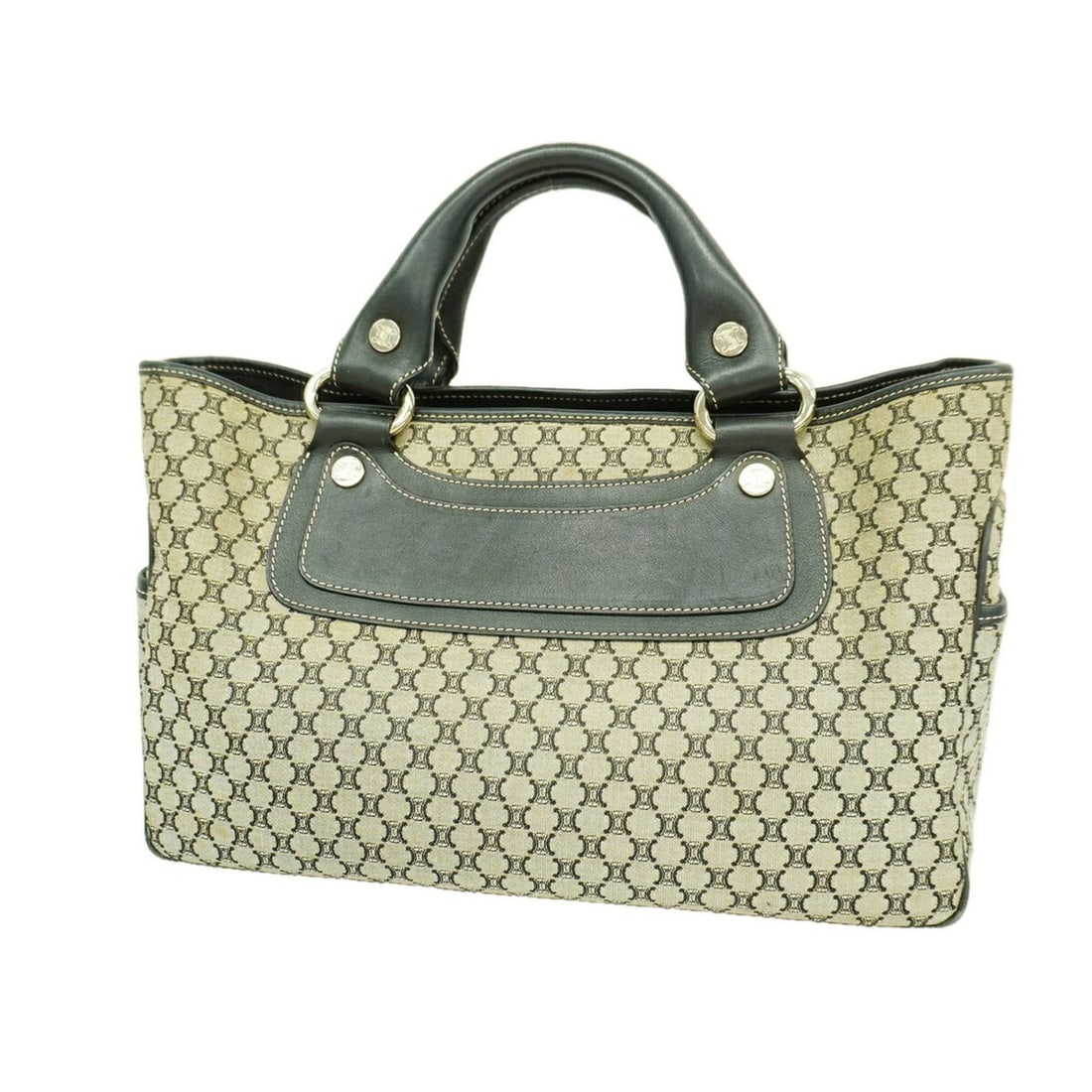 Celine Boogie Bag Canvas Handbag, Black/Gray, Women's: --- Catalog ---Category: SizeSize (HxWxD): 21cm x 31cm x 13cm / 8.26'' x 12.2'' x 5.11''Category: DesignType: HandbagColor: Black, GrayGender: WomenMaterial: Canvas Hardware Color: SilverCategory: Gen