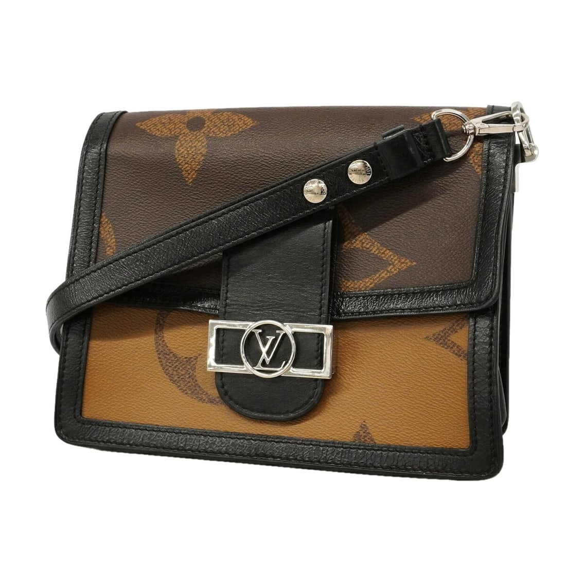 Louis Vuitton Monogram Giant Reverse Dauphine MM Shoulder Bag M44599 Brown Black Women's: --- Catalog ---Category: SizeSize (HxWxD): 20cm x 24.5cm x 10cm / 7.87'' x 9.64'' x 3.93''Category: DesignType: Shoulder bagColor: Black, BrownGender: WomenCategory: GeneralMPN: M44599Brand: Louis Vui