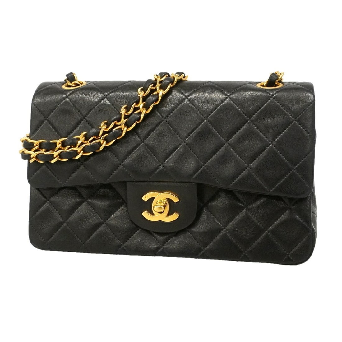 Chanel Matelassé Shoulder Bag, Double Flap, Chain, Lambskin, Black, Women's: --- Catalog ---Category: SizeSize (HxWxD): 15cm x 23.5cm x 6.5cm / 5.9'' x 9.25'' x 2.55''Category: DesignType: Shoulder bagColor: BlackGender: WomenMaterial: Leather Hardware Color: GoldLeather/Fur T