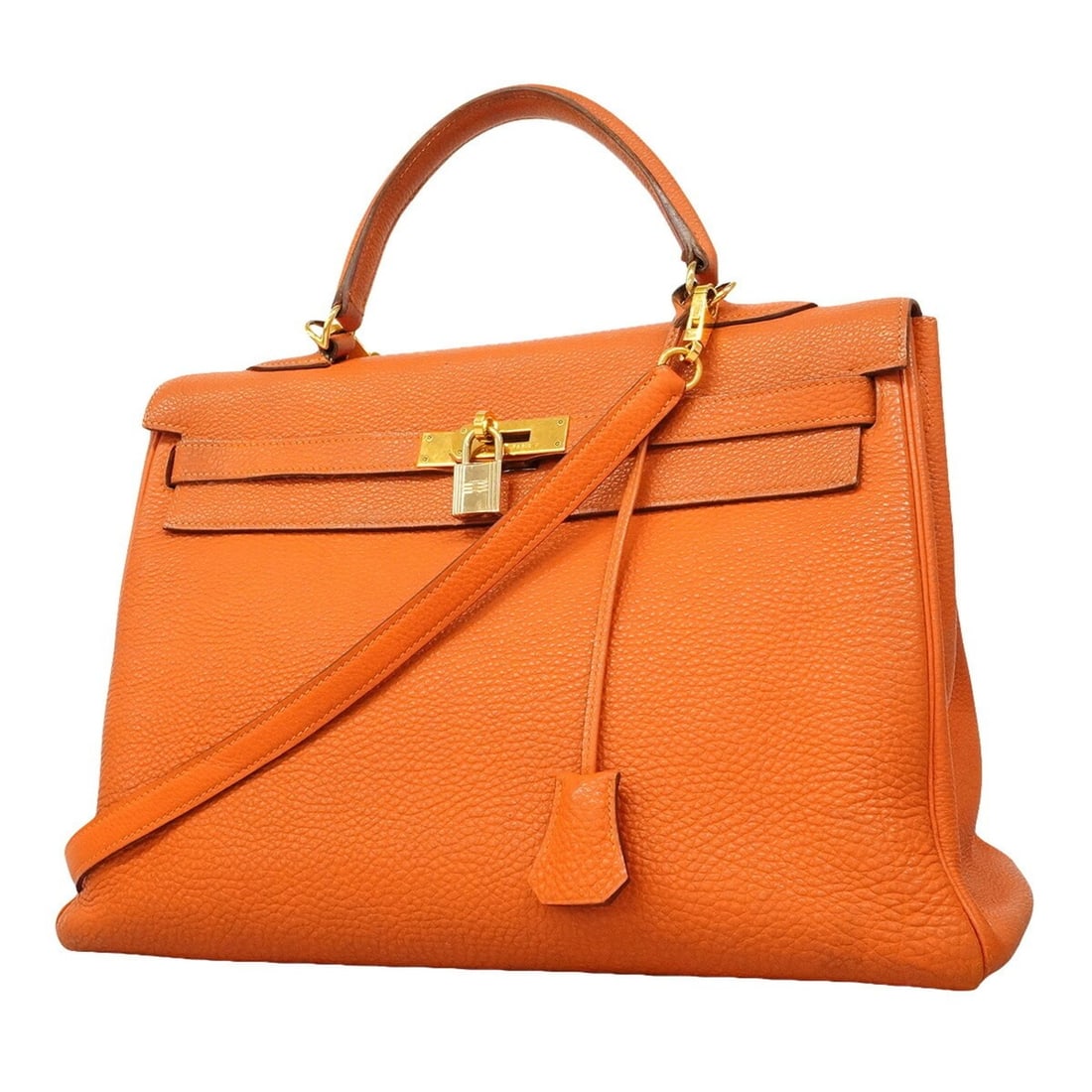 Hermes Kelly 35 Togo Leather Handbag, Orange, ?H Stamp, 2-way Bag for Women: --- Catalog ---Category: SizeSize (HxWxD): 28cm x 35cm x 13cm / 11.02'' x 13.77'' x 5.11''Category: DesignType: HandbagColor: OrangeGender: WomenMaterial: Togo leather Hardware Color: GoldCategory: Ge