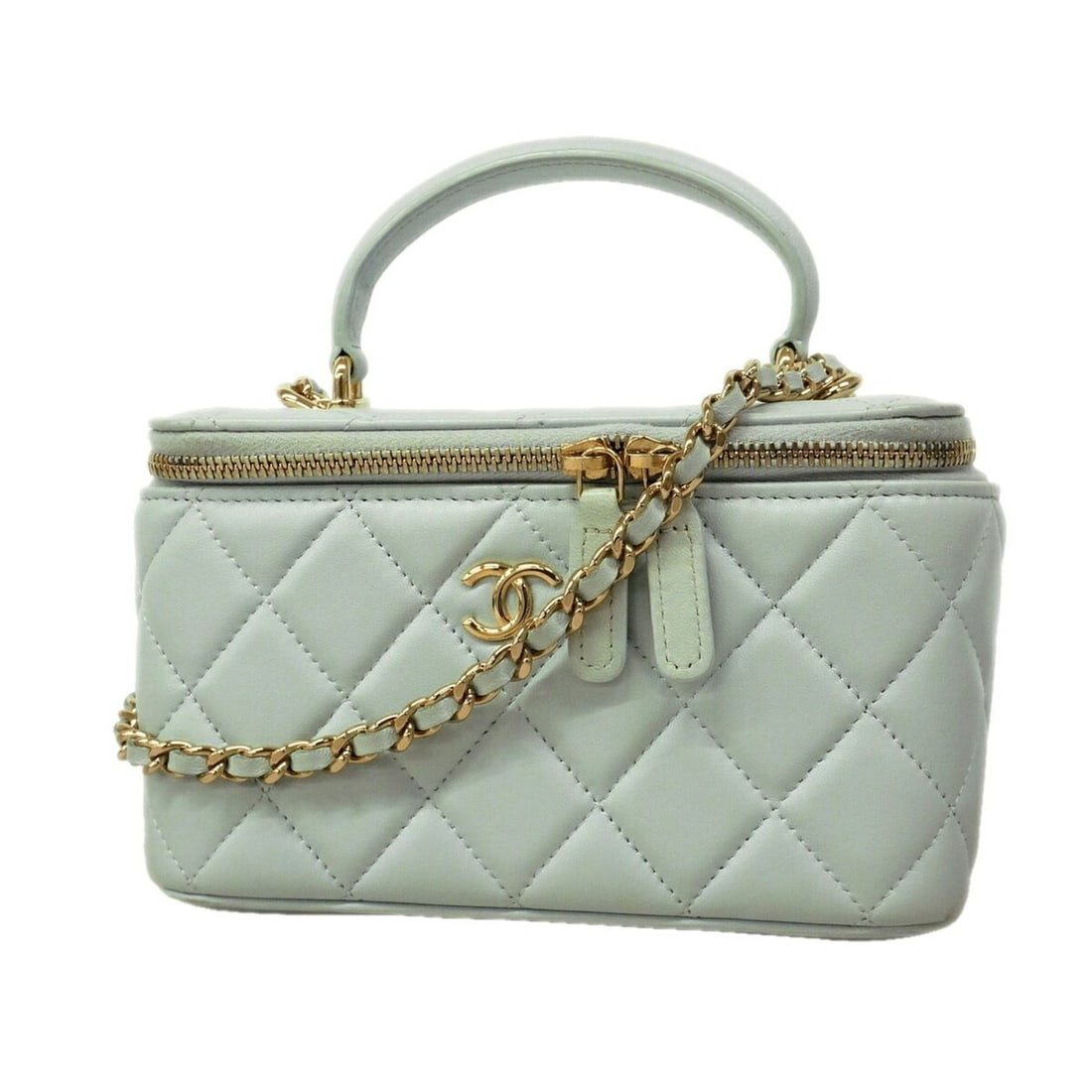 Chanel Matelassé Chain Shoulder Bag, Lambskin, Sky Blue/Champagne, 2-way bag for women. (1 of 15)
