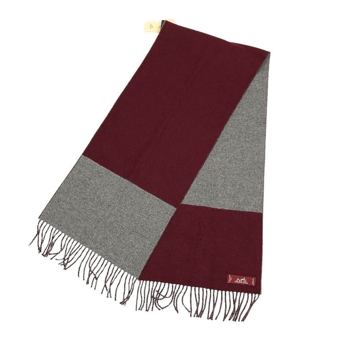 HERMES Cashmere Scarf, Bicolor, H258091S 10 ECHARPE CASAQUE, Stole, Shawl, Bordeaux x Gray, Men's &: --- Catalog ---Category: SizeSize (LxW): 1.4m x 30cm / 55.11'' x 11.81''Category: DesignType: StoleColor: Bordeaux, GrayGender: Men,WomenMaterial: Cashmere Category: GeneralBrand: HermesCountry of Ori