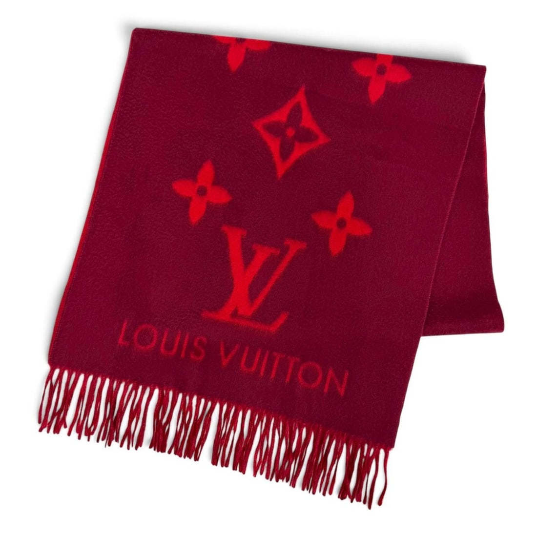 LOUIS VUITTON M75505 Echarpe Reykjavik 100% Cashmere Sleeve Red Monogram Large Stole Scarf Made in: --- Catalog ---Category: SizeSize (LxW): 1.77m x 45.5cm / 69.68'' x 17.91''Category: DesignType: StoleColor: Red colorGender: WomenMaterial: Cashmere Category: GeneralMPN: M75505Brand: Louis