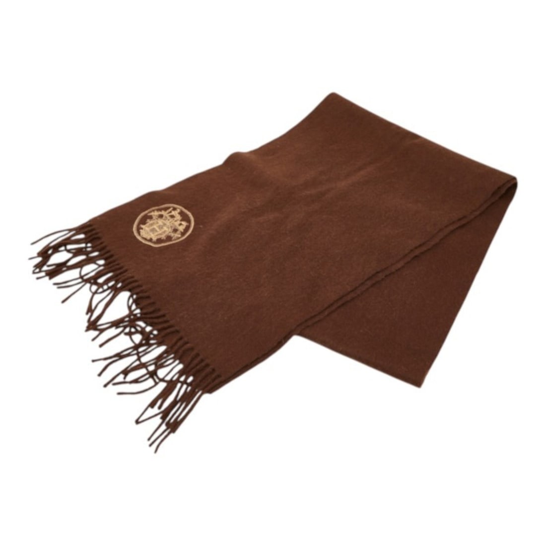 Hermes H-logo scarf, brown cashmere wool, women's.: --- Catalog ---Category: SizeSize (LxW): 1.93m x 30.5cm / 75.98'' x 12''Category: DesignColor: BrownGender: WomenMaterial: Cashmere Category: GeneralBrand: Hermes--- Item List ---Section: