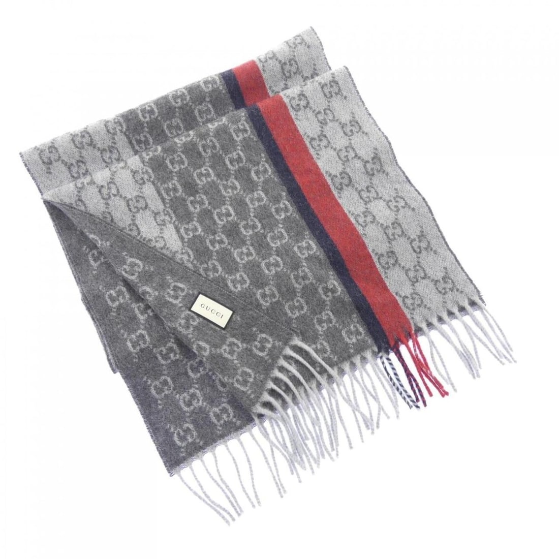 Gucci scarf: --- Catalog ---Category: SizeSize (LxW): 1.62m x 36cm / 63.77'' x 14.17''Category: DesignType: StoleColor: GrayGender: MenMaterial: Cashmere Category: GeneralBrand: Gucci--- Item List ---Section: Cond