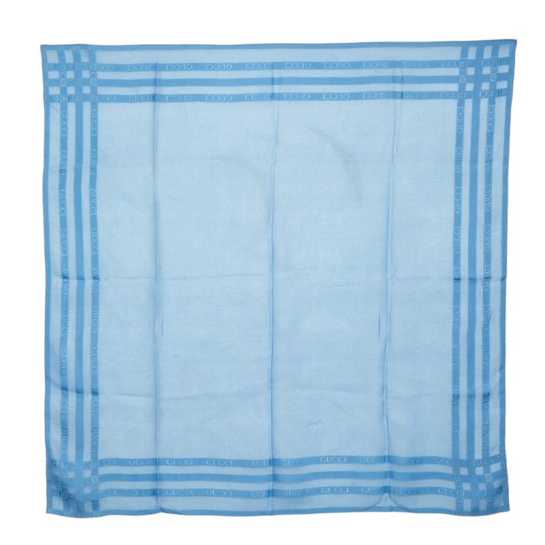 Gucci Logo Bandana Scarf Muffler Blue Silk Women's GUCCI: --- Catalog ---Category: SizeSize (LxW): 81cm x 80.5cm / 31.88'' x 31.69''Category: DesignType: BandanaColor: BlueGender: WomenMaterial: Silk Category: GeneralBrand: Gucci--- Item List ---Section: Con