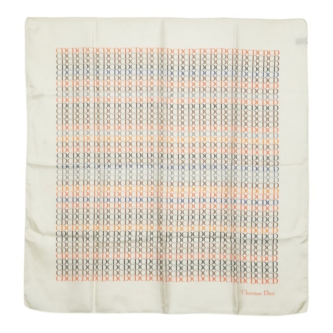 Christian Dior Dior CD Logo Scarf/Muffler C-TK 286 Ivory Multicolor Silk Women's: --- Catalog ---Category: SizeSize (LxW): 76.5cm x 77cm / 30.11'' x 30.31''Category: DesignType: ScarfColor: Ivory, Multi-colorGender: WomenMaterial: Silk Category: GeneralBrand: Christian DiorModel: c