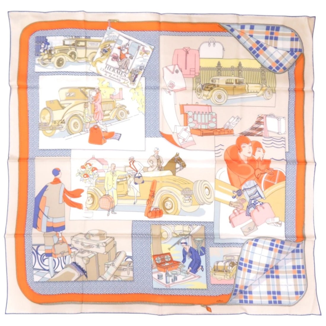 Hermes Carre 70 L Elegance et le Confort en Automobile (Comfort for Automobiles) Scarf/Muffler,: --- Catalog ---Category: DesignType: ScarfColor: Beige, Blue, Multi-color, OrangeGender: WomenMaterial: Silk Category: GeneralBrand: HermesCountry of Origin: France--- Item List ---Section: