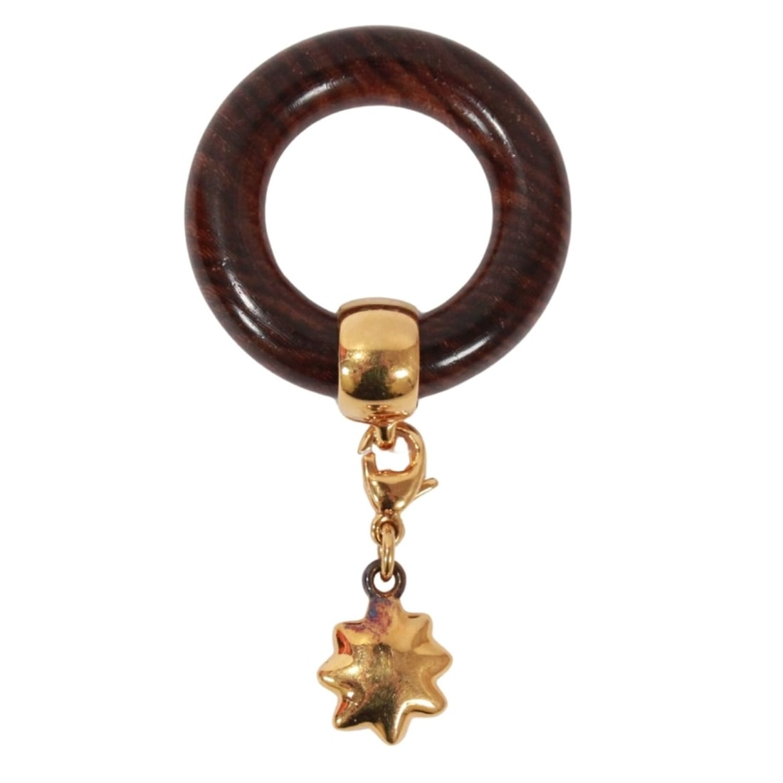 HERMES Star-shaped charm, "Journey Through the Stars" series scarf ring, wood plated, brown and: --- Catalog ---Category: DesignType: Handbag charmColor: Brown, GoldGender: WomenMaterial: Gold plating, WoodCategory: GeneralBrand: Hermes--- Item List ---Section: ConditionRanking: Rank A Used - A f