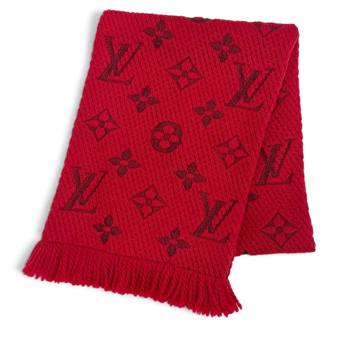 LOUIS VUITTON (Louis Vuitton) 2022 model M72432 Echarpe Logomania wool silk ruby monogram fringe: --- Catalog ---Category: SizeSize (LxW): 1.54m x 31cm / 60.62'' x 12.2''Category: DesignType: StoleColor: Red color, RubyGender: WomenMaterial: Wool , Silk Category: GeneralMPN: M72432Brand: Louis Vui