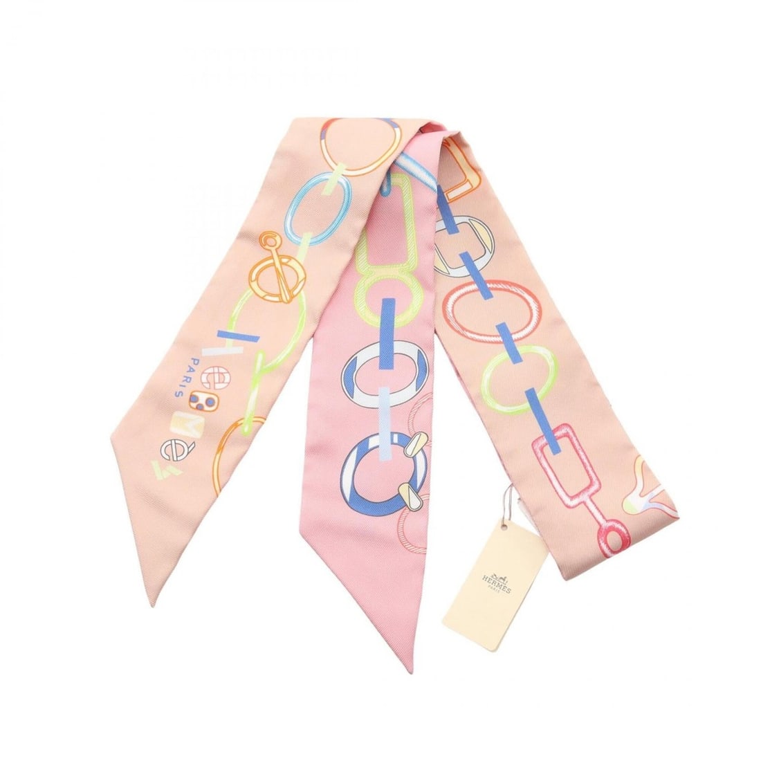 Hermes Twilly Do Re Boucles Ribbon Scarf Muffler Silk Women's Pink Orange Multicolor: --- Catalog ---Category: SizeSize (LxW): 85cm x 5cm / 33.46'' x 1.96''Category: DesignType: ScarfColor: Multi-color, Orange, PinkGender: WomenMaterial: Silk Category: GeneralBrand: Hermes--- Item List