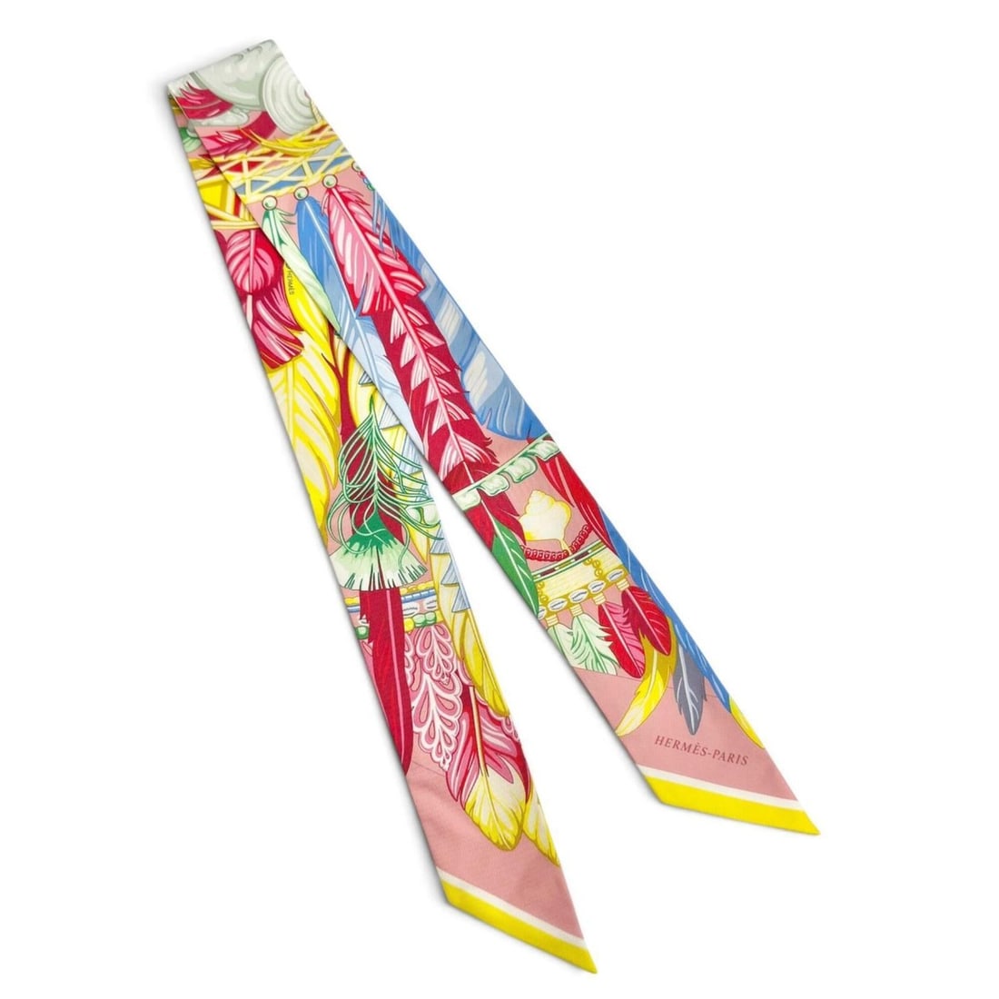 HERMES Twilly Danse Pacifique Silk Vieux Rose Blue Vert Scarf/Muffler Multicolor Made in France: --- Catalog ---Category: SizeSize (LxW): 85.5cm x 5cm / 33.66'' x 1.96''Category: DesignType: ScarfColor: Multi-colorGender: WomenMaterial: Silk Category: GeneralBrand: HermesCountry of Origin: France
