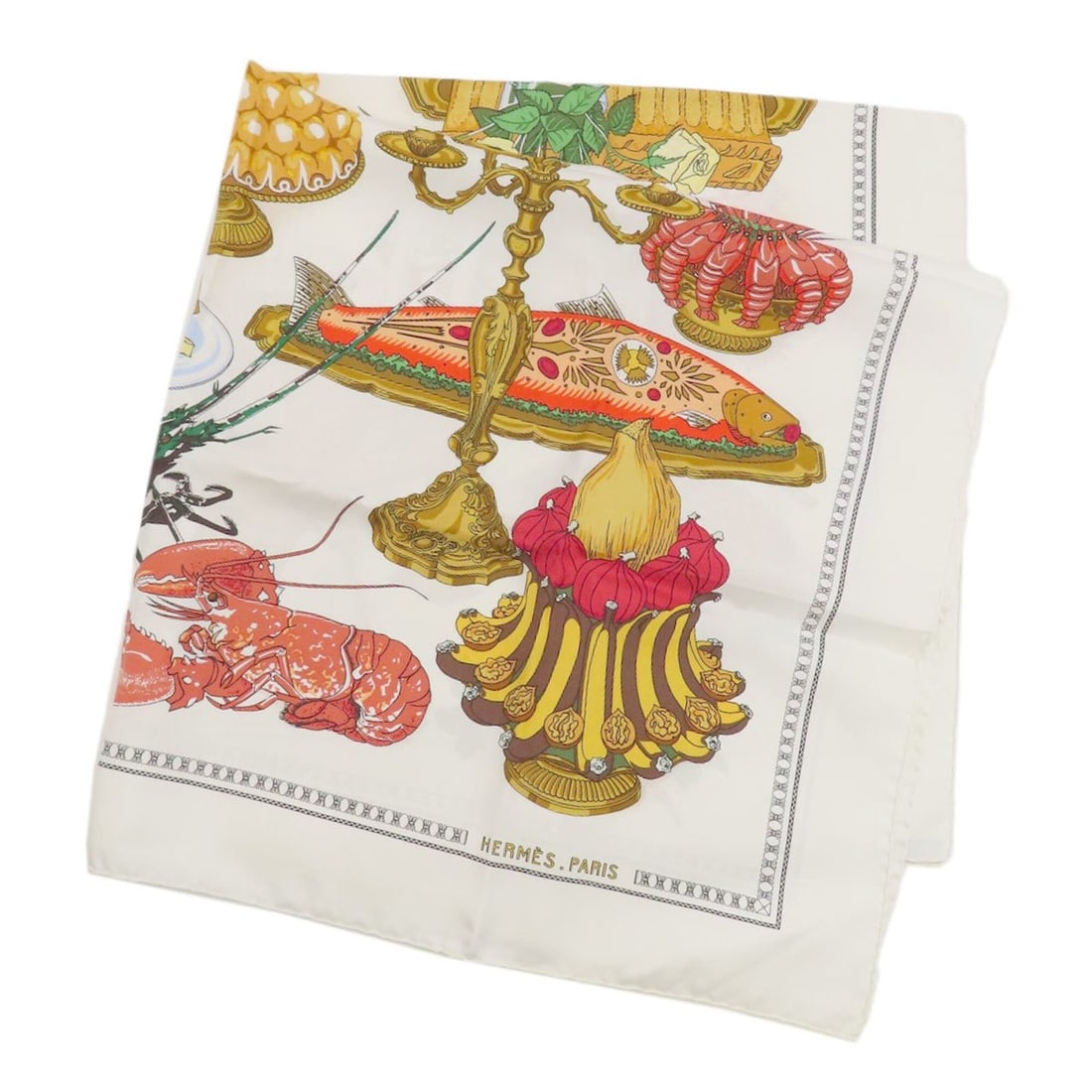 Hermes Carre 90 "The Last Supper" Scarf/Muffler, Silk, Women's HERMES: --- Catalog ---Category: SizeSize (LxW): 89cm x 90cm / 35.03'' x 35.43''Category: DesignType: ScarfColor: WhiteGender: WomenMaterial: Silk Category: GeneralBrand: Hermes--- Item List ---Section: Condi