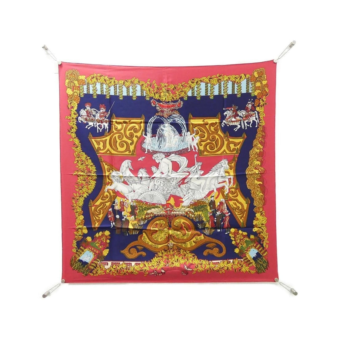 Hermes LE PARADIS DU ROY Carre Scarf Muffler: --- Catalog ---Category: SizeSize (LxW): 90cm x 90cm / 35.43'' x 35.43''Category: DesignType: ScarfColor: GoldGender: WomenMaterial: Silk Category: GeneralBrand: Hermes--- Item List ---Section: Condit