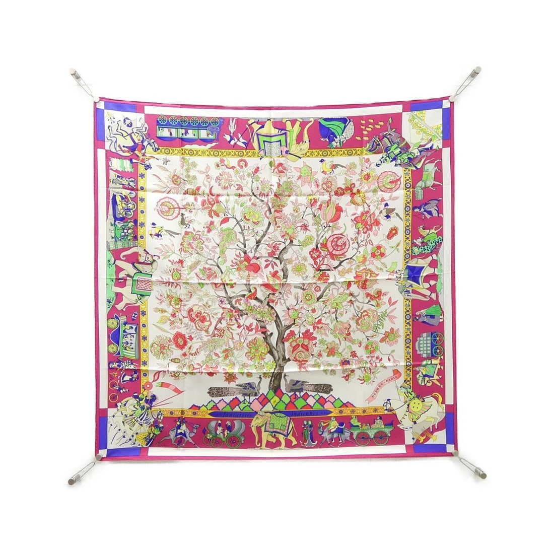 Hermes Fantaisies Indienes Carre Scarf Muffler: --- Catalog ---Category: SizeSize (LxW): 90cm x 90cm / 35.43'' x 35.43''Category: DesignType: ScarfColor: WhiteGender: WomenMaterial: Silk Category: GeneralBrand: Hermes--- Item List ---Section: