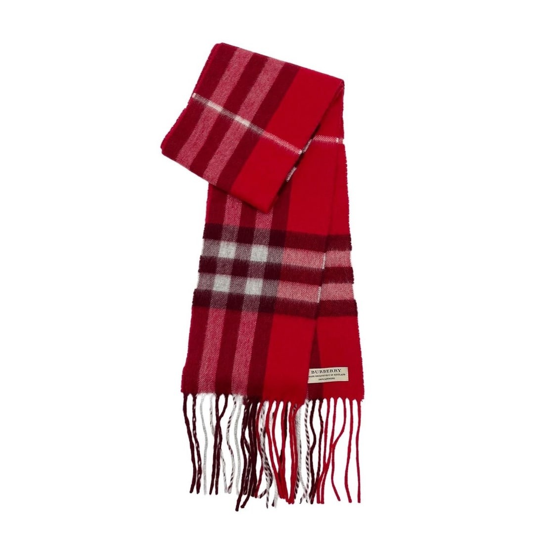 BURBERRY Nova Check Cashmere Scarf/Muffler, Red, Women's: --- Catalog ---Category: SizeSize (LxW): 2.64m / 103.93''Category: DesignType: ScarfColor: Red colorGender: WomenMaterial: Cashmere Category: GeneralBrand: Burberry--- Item List ---Section: ConditionR