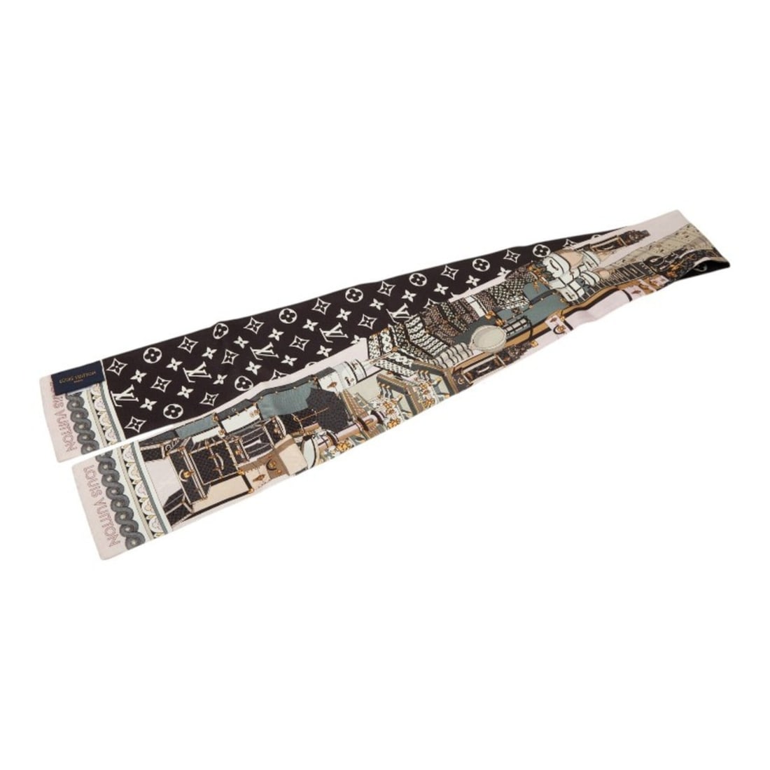 Louis Vuitton Monogram Bandeau Around the World Scarf M76973 Pink Brown Multicolor Silk Women's: --- Catalog ---Category: SizeSize (LxW): 1.17m x 8.19cm / 46.06'' x 3.22''Category: DesignType: ScarfColor: Brown, Monogram, Multi-color, PinkGender: WomenMaterial: Silk Category: GeneralMPN: M76973Br