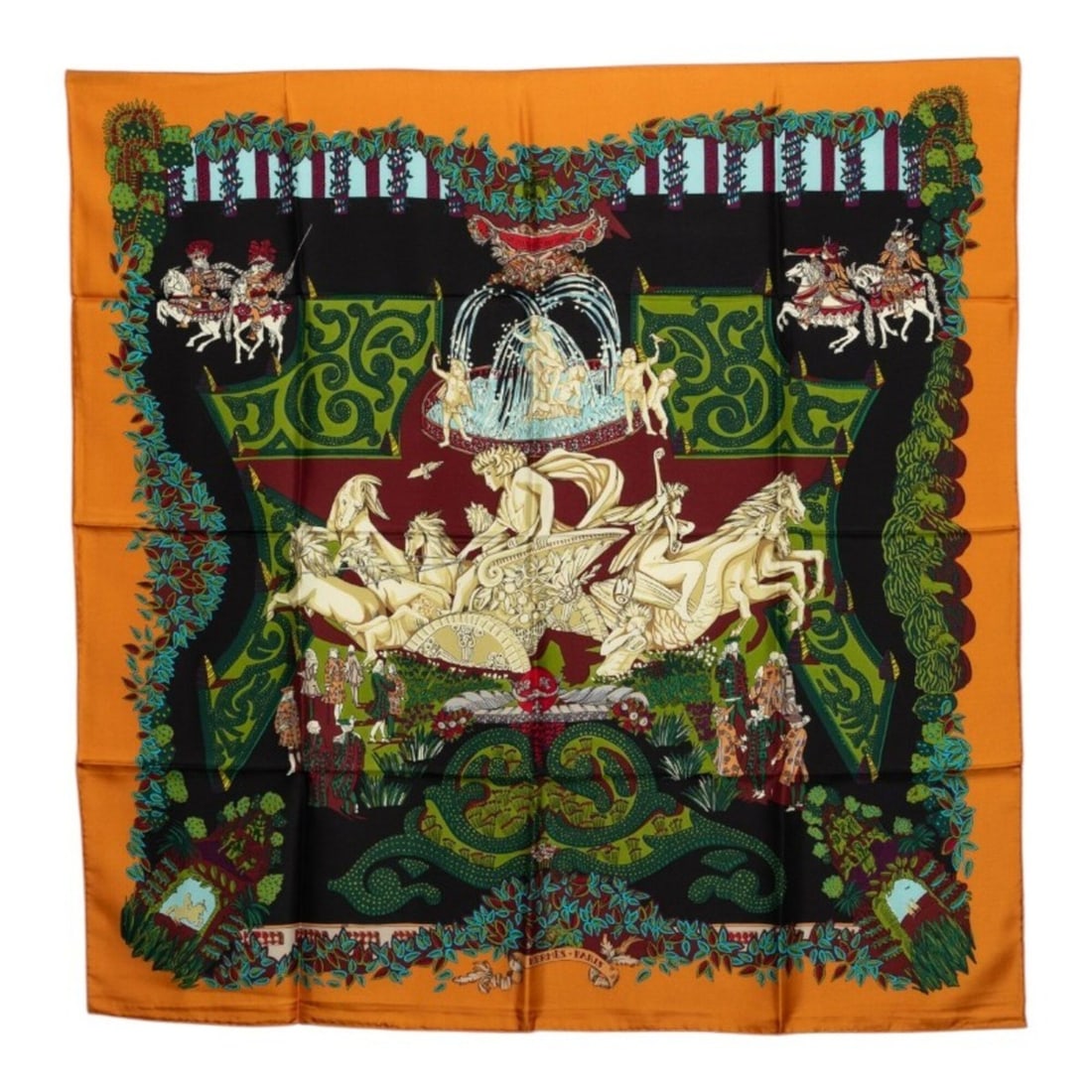 Hermes Carre 90 LE PARADIS DU ROY (The King's Paradise) Scarf/Muffler, Multicolor Silk, Women's: --- Catalog ---Category: SizeSize (LxW): 89cm x 88cm / 35.03'' x 34.64''Category: DesignType: ScarfColor: Multi-colorGender: WomenMaterial: Silk Category: GeneralBrand: Hermes--- Item List ---Section: