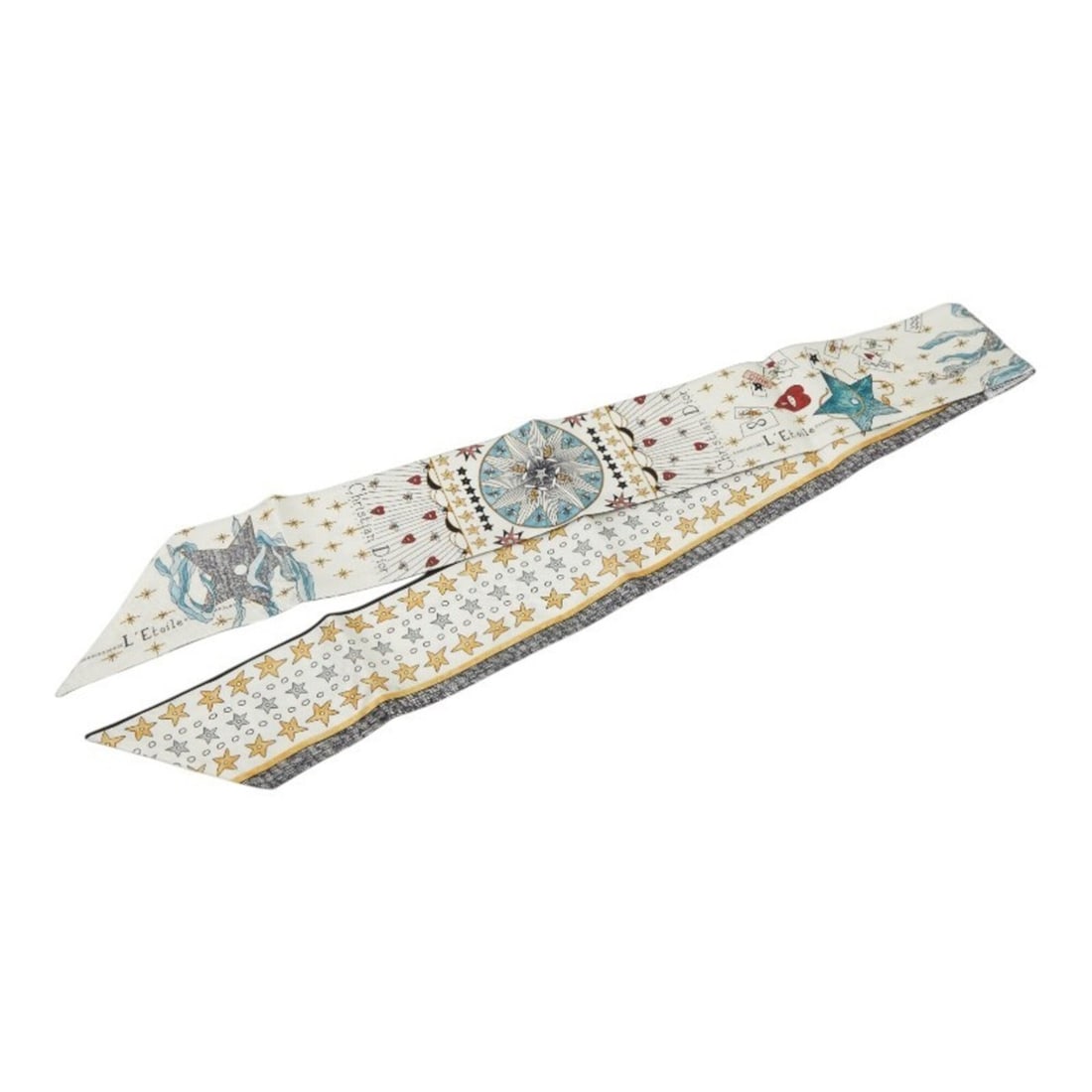 Christian Dior Dior Mitzah Tarot Toile Star Scarf Muffler White Multicolor Silk Women's: --- Catalog ---Category: SizeSize (LxW): 99.5cm x 6cm / 39.17'' x 2.36''Category: DesignType: ScarfColor: Multi-color, WhiteGender: WomenMaterial: Silk Category: GeneralBrand: Christian Dior--- Item L