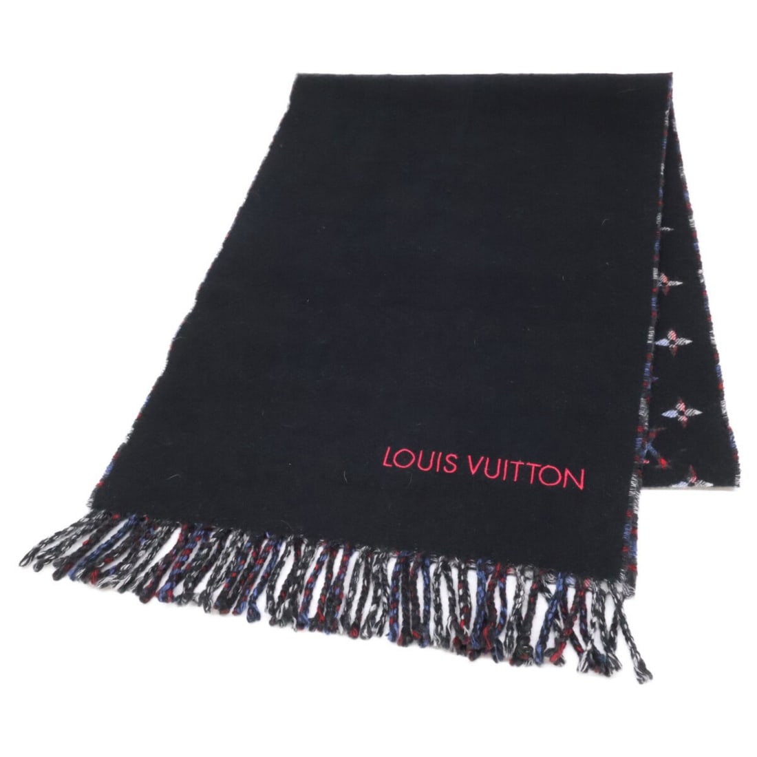LOUIS VUITTON M71346 Echarpe Monogram Gradient Tartan Cashmere Stole Scarf Black Multicolor Women's: --- Catalog ---Category: SizeSize (LxW): 1.98m x 34.5cm / 77.95'' x 13.58''Category: DesignType: StoleColor: Black, Multi-colorGender: WomenMaterial: Cashmere Category: GeneralBrand: Louis Vuitton--- 