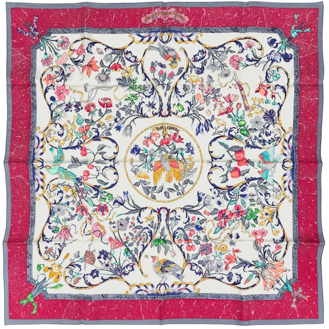 Hermes Carre 90 Pierres d' Orient et Occident Scarf/Muffler, Oriental Stones and Western Stonework,: --- Catalog ---Category: SizeSize (LxW): 90cm x 89cm / 35.43'' x 35.03''Category: DesignType: ScarfColor: Multi-color, WhiteGender: WomenMaterial: Silk Category: GeneralBrand: Hermes--- Item List ---S