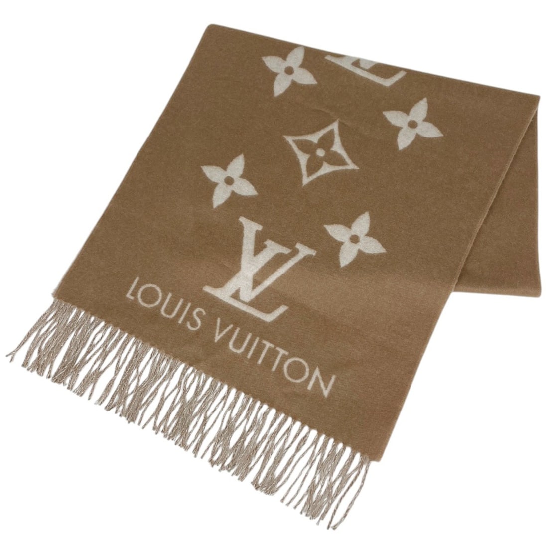 Louis Vuitton Reykjavik Monogram Cashmere Scarf, Beige, Women's: --- Catalog ---Category: SizeSize (LxW): 1.91m x 47cm / 75.19'' x 18.5''Category: DesignType: StoleColor: BeigeGender: WomenMaterial: Cashmere Category: GeneralBrand: Louis Vuitton--- Item List ---Sec