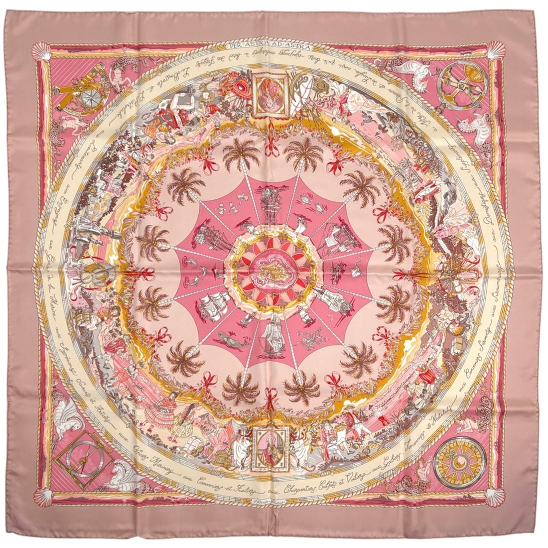 Hermes Carre 90 PER ASTRA AD Scarf Muffler - "Through hardship to heaven" Silk, Pink, Multicolor: --- Catalog ---Category: SizeSize (LxW): 89cm x 88cm / 35.03'' x 34.64''Category: DesignType: ScarfColor: Multi-color, PinkGender: WomenMaterial: Silk Category: GeneralBrand: Hermes--- Item List ---Se