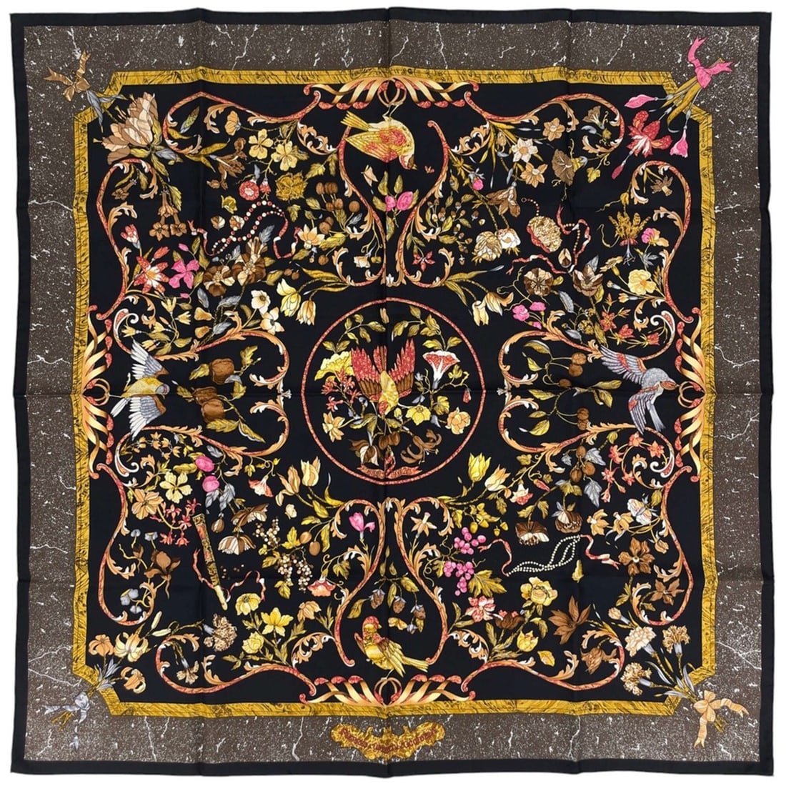 Hermes Carre 90 Pierres d' Orient et Occident Scarf/Muffler, Oriental and Western Stonework, Silk,: --- Catalog ---Category: SizeSize (LxW): 88cm x 88cm / 34.64'' x 34.64''Category: DesignType: ScarfColor: Black, Multi-colorGender: WomenMaterial: Silk Category: GeneralBrand: Hermes--- Item List ---S