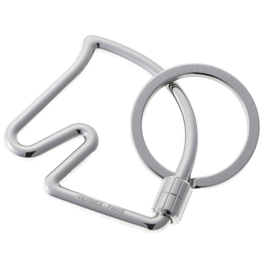 Hermes Cheval Keyring, H077216FJ00, Metal, Silver: --- Catalog ---Category: SizeSize (HxWxD): 4.6cm x 4.6cm / 1.81'' x 1.81''Category: DesignType: KeyringColor: SilverGender: Women,MenMaterial: MetalCategory: GeneralBrand: HermesCountry of Origin: Swi
