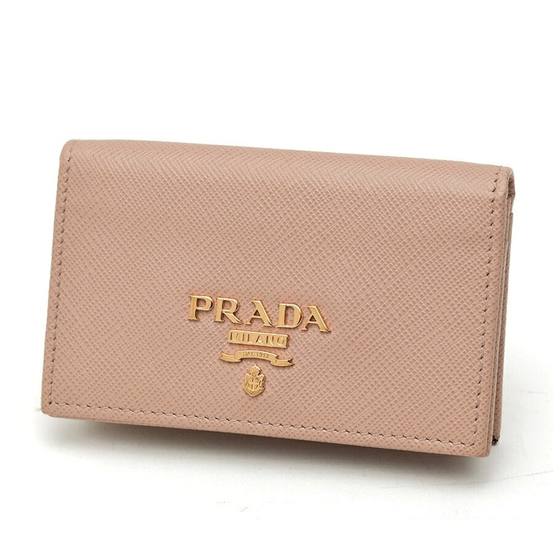 Prada Saffiano Leather Card Case 1MC122, Pink Beige: --- Catalog ---Category: DesignType: Card caseColor: Pink beigeGender: WomenMaterial: Saffiano triangle , Leather Category: GeneralBrand: PradaCountry of Origin: ItalyCategory: Physical PropertiesSize
