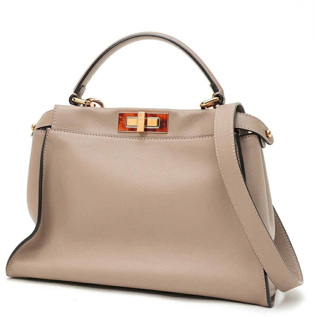 Fendi Peekaboo Regular Shoulder Bag 8BN290, Calf Leather, Greige (1 of 10)