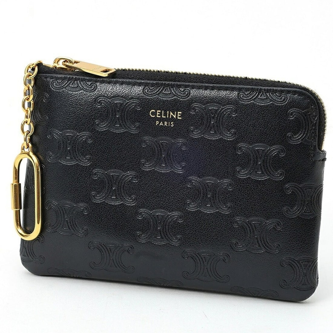 Celine Triomphe Coin & Card Pouch, Case, 10C663BFU.38NO, Black: --- Catalog ---Category: SizeSize (HxWxD): 9cm x 13cm x 1cm / 3.54'' x 5.11'' x 0.39''Category: DesignType: Coin purse/coin caseColor: BlackGender: Women,MenMaterial: Leather Category: GeneralBrand: C