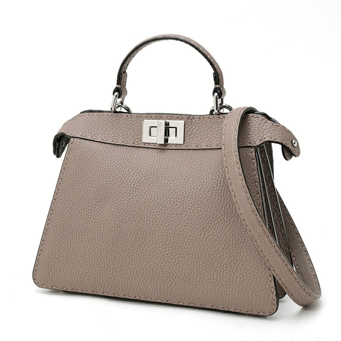 Fendi Peekaboo I See You Small Shoulder Bag, 8BN327, Selleria Leather, Dove Grey (Greige): --- Catalog ---Category: SizeSize (HxWxD): 21cm x 27cm x 11cm / 8.26'' x 10.62'' x 4.33''Category: DesignType: Shoulder bagColor: GrayishGender: WomenMaterial: Leather Category: GeneralBrand: FendiCou