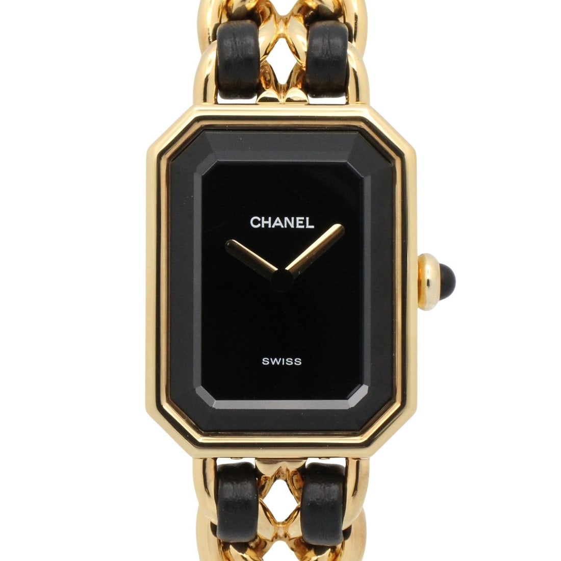 Chanel CHANEL Première M Watch, Gold Plated Leather, Women's, Black, H0001: --- Catalog ---Category: SizeWrist Size: 14.5cm / 5.7''Case Diameter: 20mm / 0.79''Category: DesignType: WristwatchGender: WomenColor (Dial): BlackMaterial (Band): Gold plated, LeatherMaterial (Case):