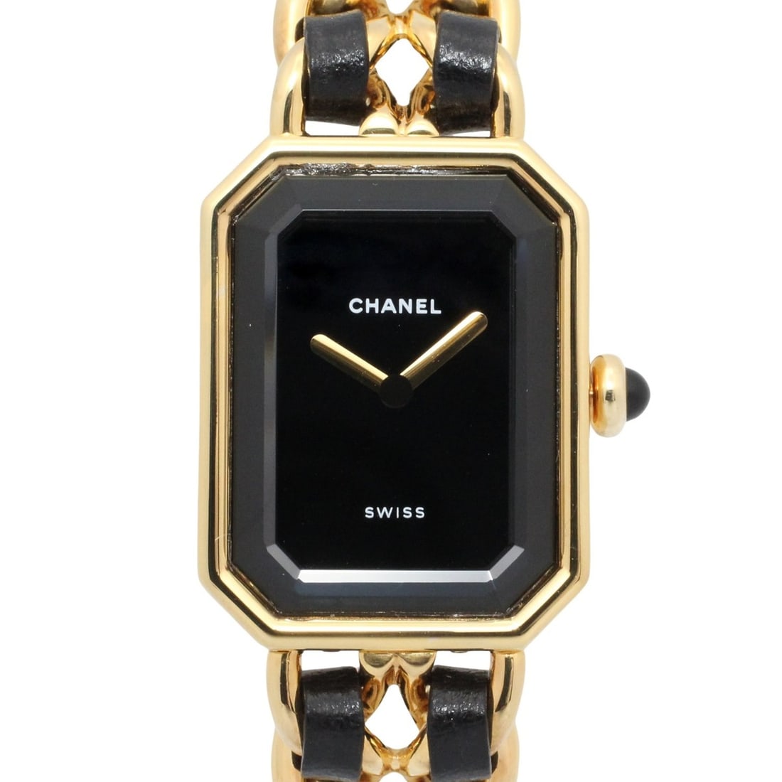 Chanel CHANEL Première S Watch, Gold Plated (GP), Leather Strap, Women's, Black, H0001: --- Catalog ---Category: SizeWrist Size: 13cm / 5.11''Case Diameter: 20mm / 0.79''Category: DesignType: WristwatchGender: WomenColor (Dial): BlackMaterial (Band): Gold plated, LeatherMaterial (Case): 