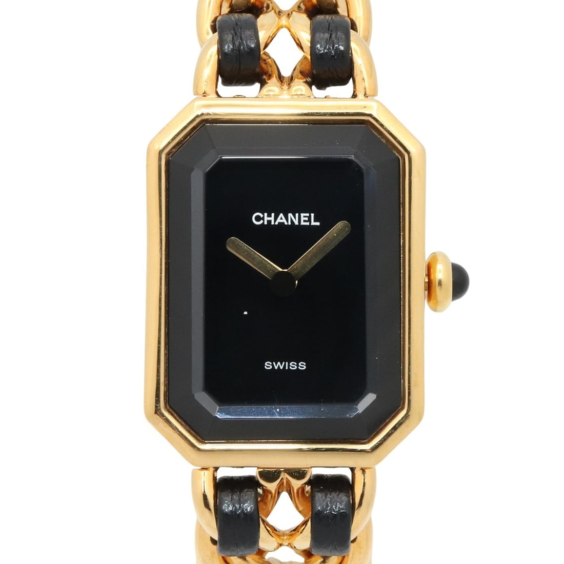 Chanel CHANEL Première S Watch, Gold Plated (GP), Leather Strap, Women's, Black, H0001: --- Catalog ---Category: SizeWrist Size: 13.5cm / 5.31''Case Diameter: 20mm / 0.79''Category: DesignType: WristwatchGender: WomenColor (Dial): BlackMaterial (Band): Gold plated, LeatherMaterial (Case)