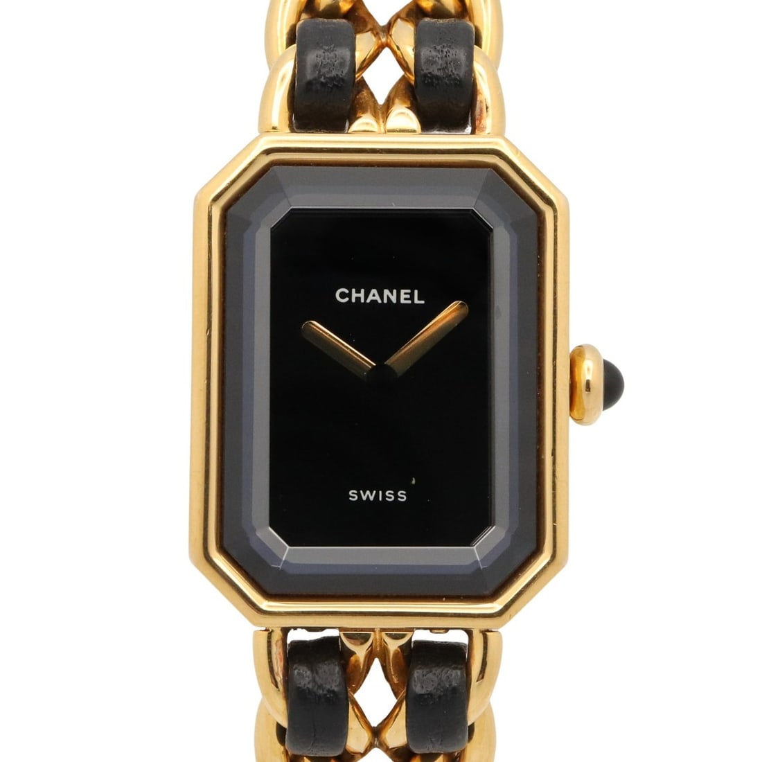 Chanel CHANEL Première S Watch, Gold Plated (GP), Leather Strap, Women's, Black, H0001: --- Catalog ---Category: SizeWrist Size: 13.5cm / 5.31''Case Diameter: 20mm / 0.79''Category: DesignType: WristwatchGender: WomenColor (Dial): BlackMaterial (Band): Gold plated, LeatherMaterial (Case)