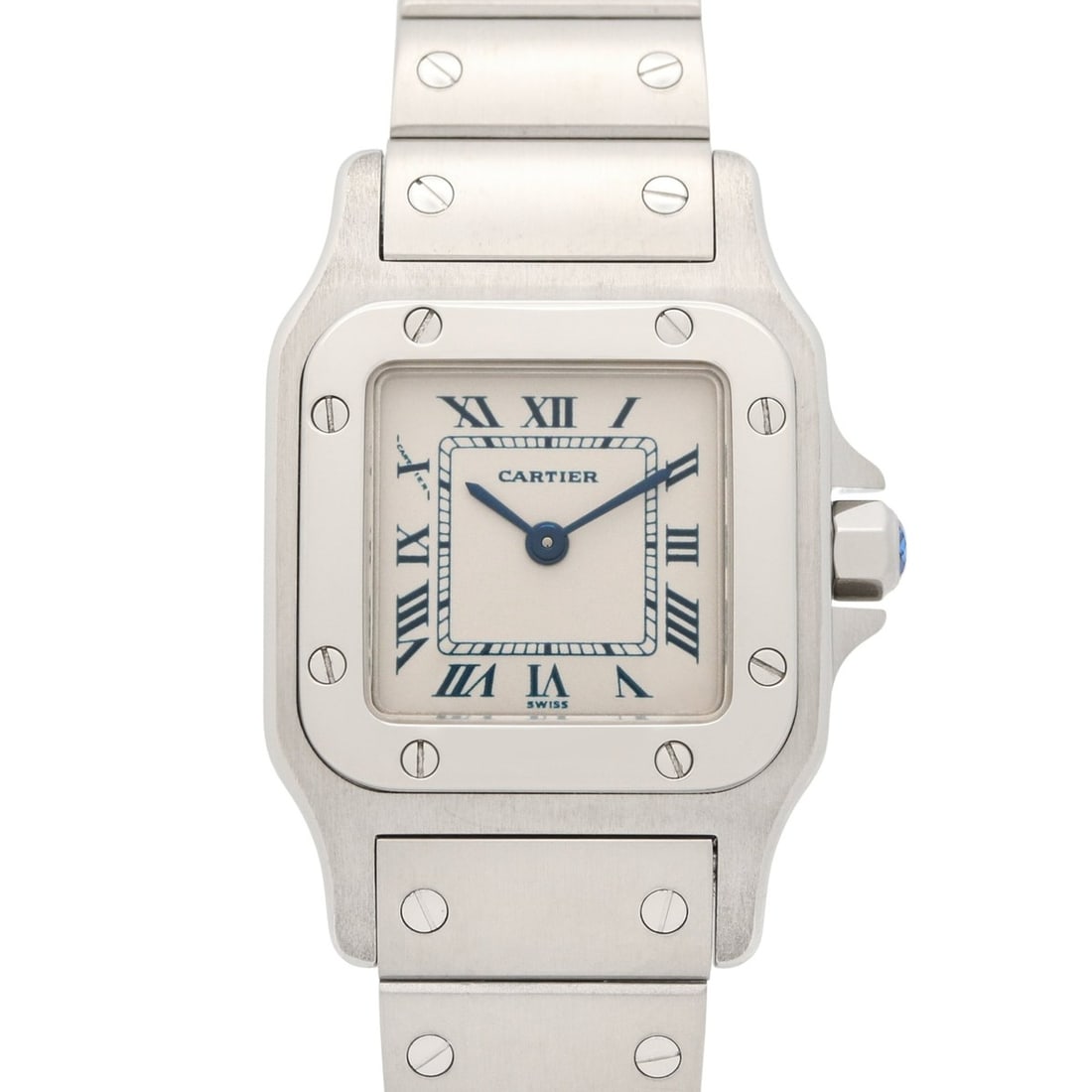 Cartier Santos Galbee SM Watch, Stainless Steel, Ladies, Silver Tone, W20017D6: --- Catalog ---Category: SizeWrist Size: 15.5cm / 6.1''Case Diameter: 23.5mm / 0.93''Category: DesignType: WristwatchGender: WomenColor (Dial): SilverMaterial (Band): Stainless steelMaterial (Case): S