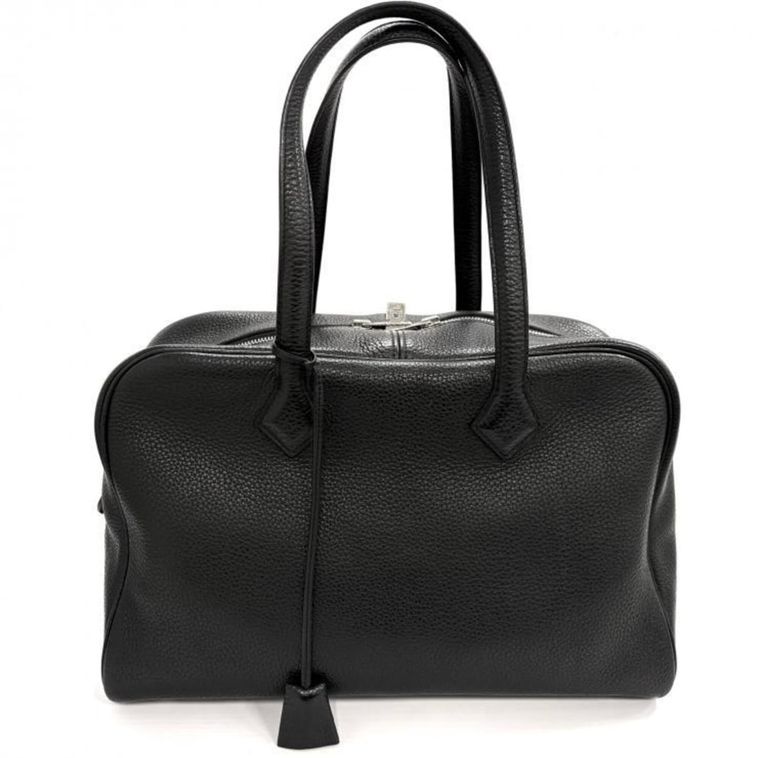 Hermes Taurillon Clemence Victoria 35 Handbag Mini Boston Black Silver Hardware: --- Catalog ---Category: SizeSize (HxWxD): 22.5cm x 36cm x 16.5cm / 8.85'' x 14.17'' x 6.49''Category: DesignType: HandbagColor: BlackGender: WomenMaterial: Taurillon clemence leather Category: Genera