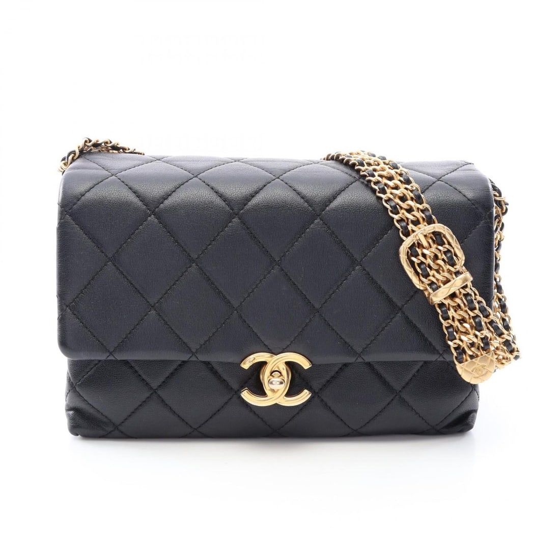Chanel Matelassé Shoulder Bag/Handbag, Lambskin Leather, Women's, Black (1 of 20)