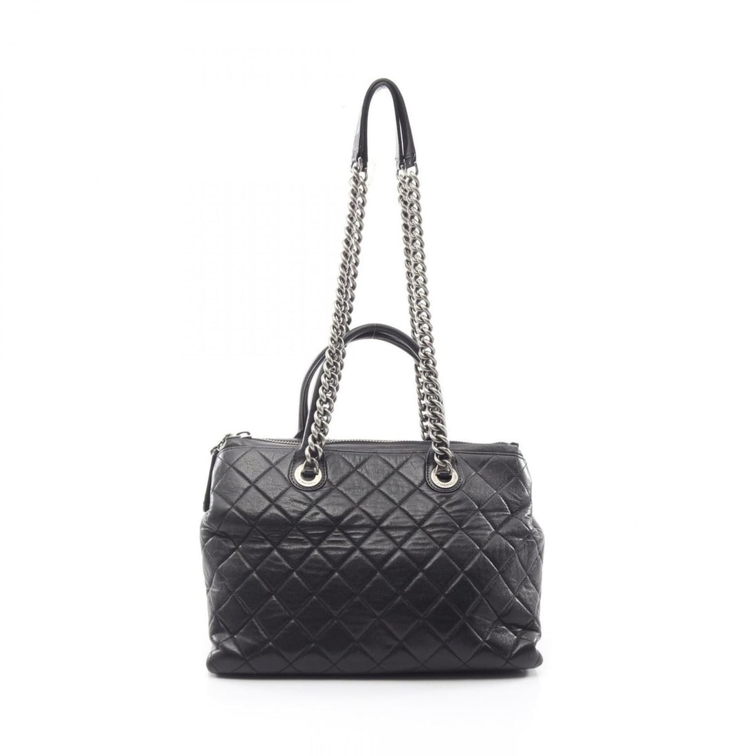 Chanel Matelassé Antique Silver Hardware 2-Way Tote Bag Handbag Leather Women's Black: --- Catalog ---Category: SizeSize (HxWxD): 22cm x 30.5cm x 15cm / 8.66'' x 12'' x 5.9''Category: DesignType: Handbag, Tote bagColor: BlackGender: WomenMaterial: Leather Category: GeneralBrand: Chanel-