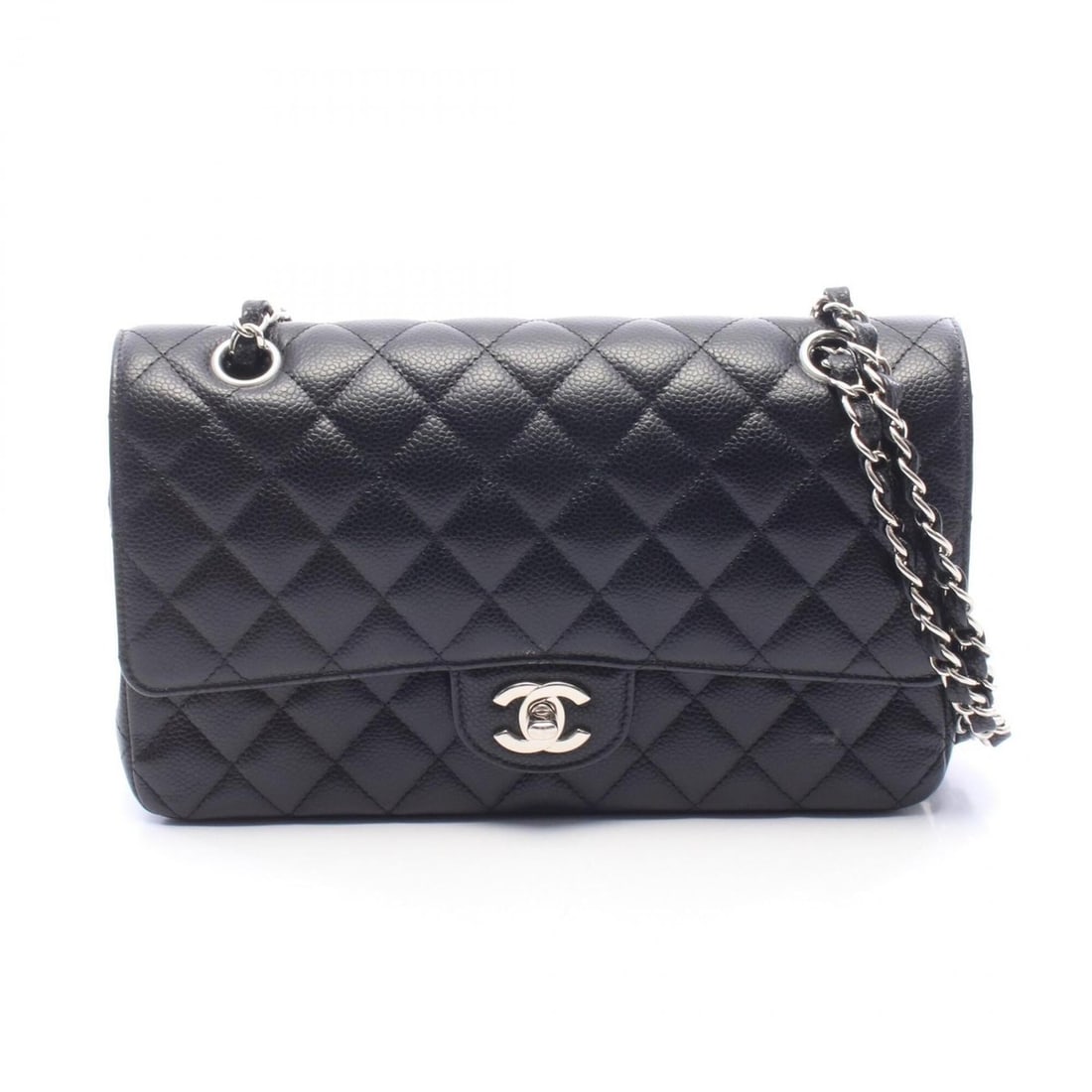 Chanel Matelassé Double Flap Shoulder Bag/Handbag, Caviar Leather (Grained Calfskin), Women's,: --- Catalog ---Category: SizeSize (HxWxD): 16cm x 25cm x 6.5cm / 6.29'' x 9.84'' x 2.55''Category: DesignType: Handbag, Shoulder bagColor: BlackGender: WomenMaterial: Grained Calfskin Hardware Color: 