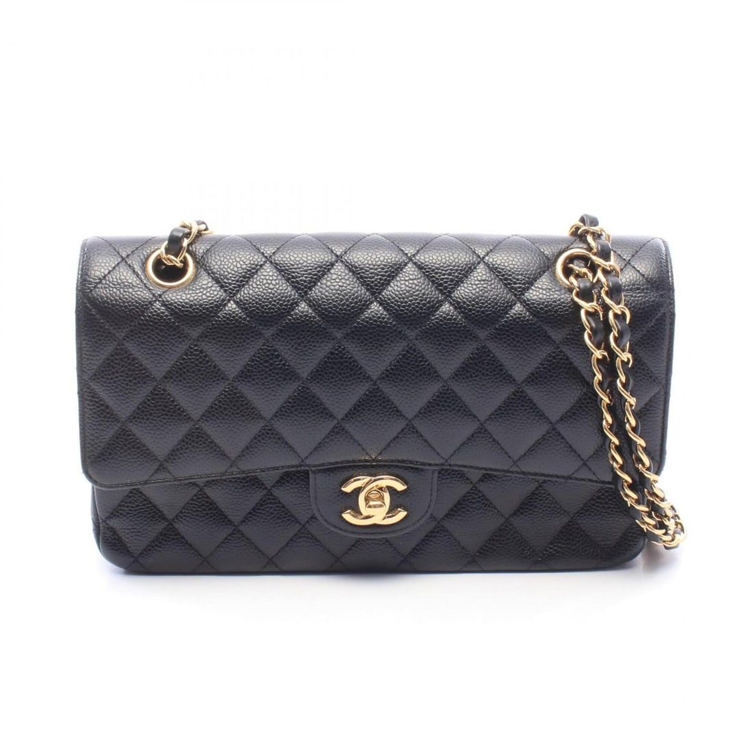 Chanel Matelassé Double Flap Shoulder Bag/Handbag, Caviar Leather (Grained Calfskin), Women's,: --- Catalog ---Category: SizeSize (HxWxD): 16cm x 25cm x 6.5cm / 6.29'' x 9.84'' x 2.55''Category: DesignType: Handbag, Shoulder bagColor: BlackGender: WomenMaterial: Grained Calfskin Hardware Color: 