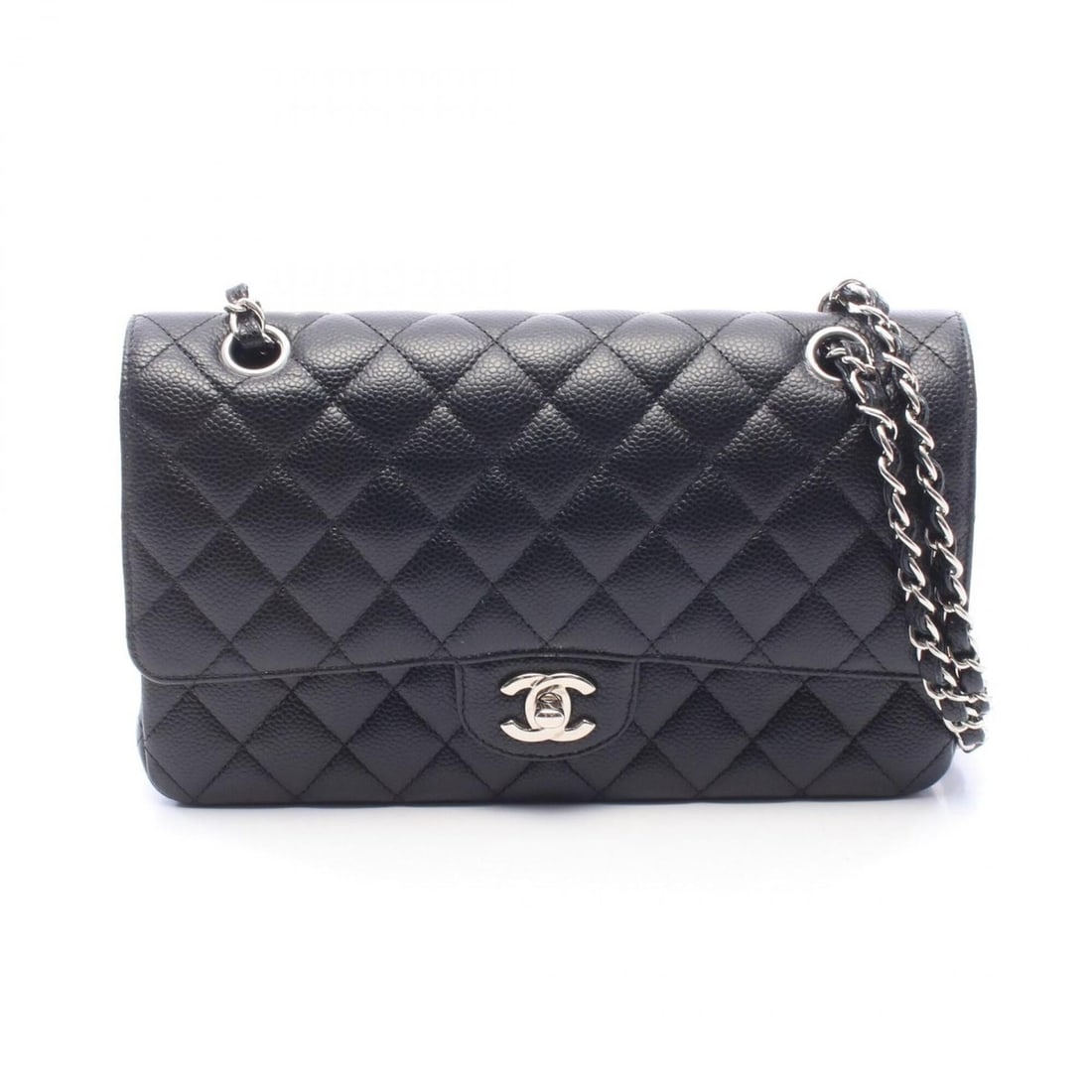 Chanel Matelassé Double Flap Shoulder Bag/Handbag, Caviar Leather (Grained Calfskin), Women's,: --- Catalog ---Category: SizeSize (HxWxD): 16cm x 25cm x 6.5cm / 6.29'' x 9.84'' x 2.55''Category: DesignType: Handbag, Shoulder bagColor: BlackGender: WomenMaterial: Grained Calfskin Hardware Color: 