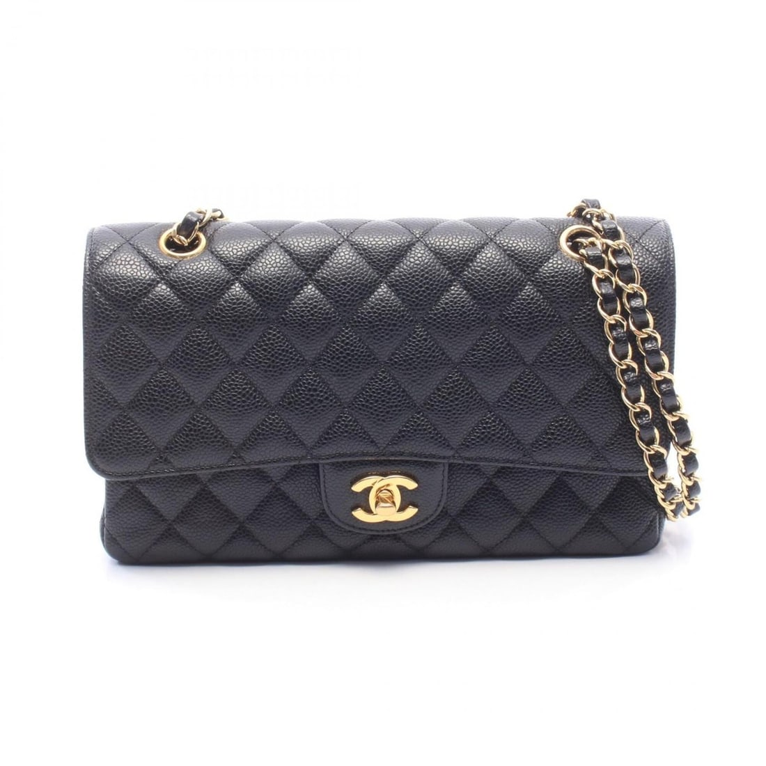 Chanel Matelassé Double Flap Shoulder Bag/Handbag, Caviar Leather (Grained Calfskin), Women's,: --- Catalog ---Category: SizeSize (HxWxD): 16cm x 25cm x 6.5cm / 6.29'' x 9.84'' x 2.55''Category: DesignType: Handbag, Shoulder bagColor: BlackGender: WomenMaterial: Grained Calfskin Hardware Color: 
