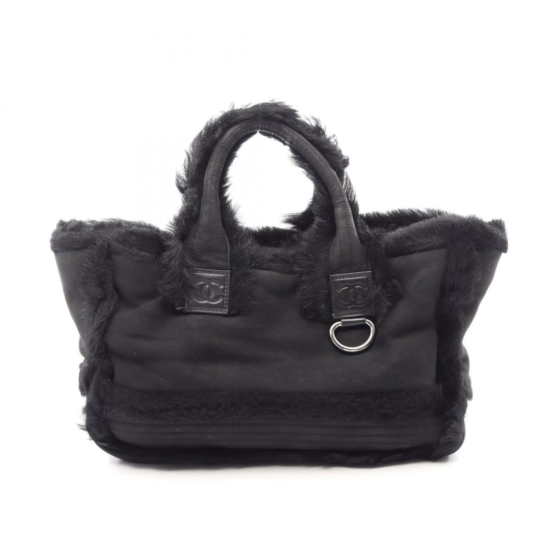 Chanel Sport Line Tote Bag Handbag Suede Fur Women's Black: --- Catalog ---Category: SizeSize (HxWxD): 24cm x 38cm x 11cm / 9.44'' x 14.96'' x 4.33''Category: DesignType: Handbag, Tote bagColor: BlackGender: WomenMaterial: Suede Hardware Color: SilverCategory: